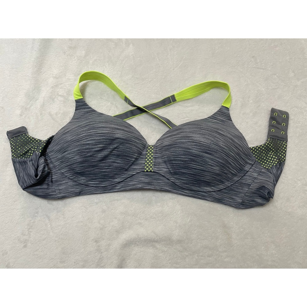 Maidenform Sport Secure the Fit Underwire Bra 36B Grey Lime Space Dye DM7992